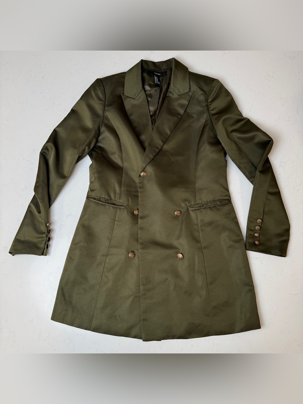 Forever 21 Double-Breasted Olive Green Pea Coat